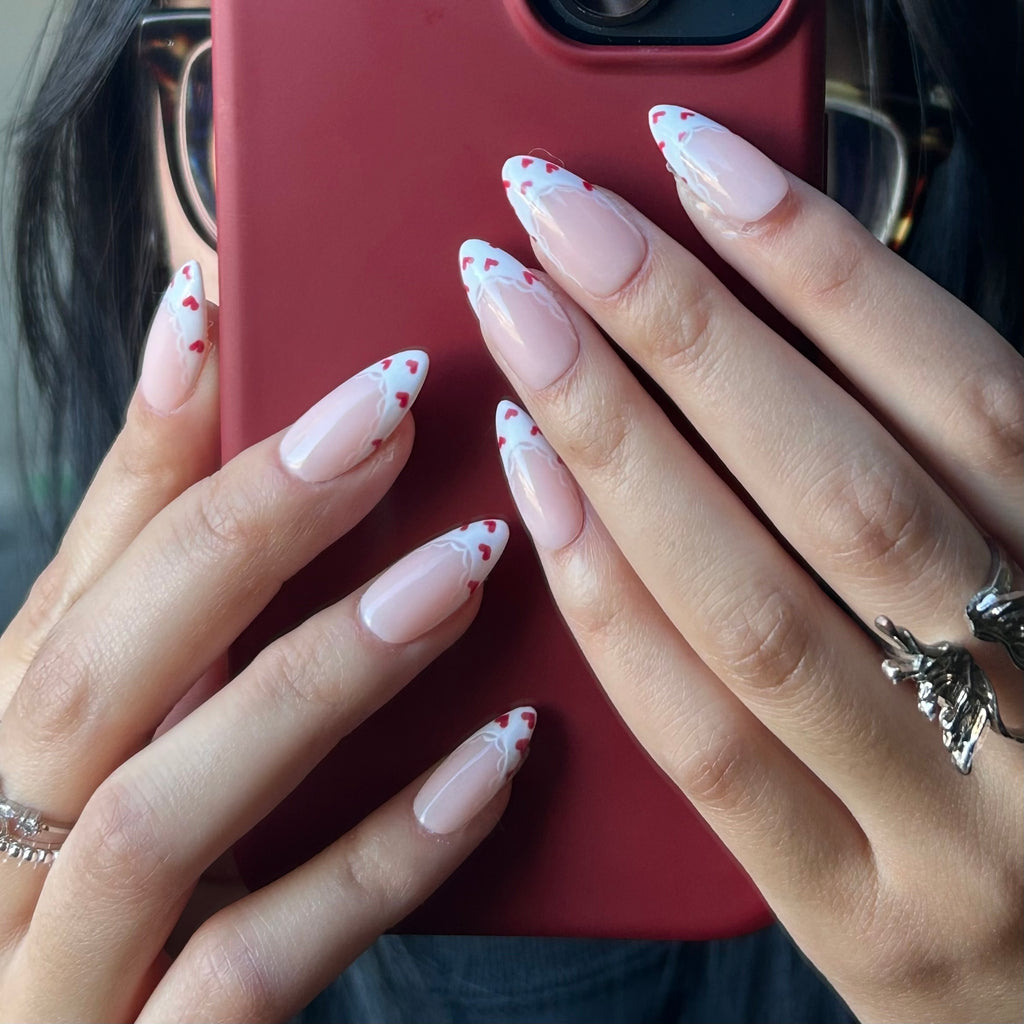 Heart Lace French Tips