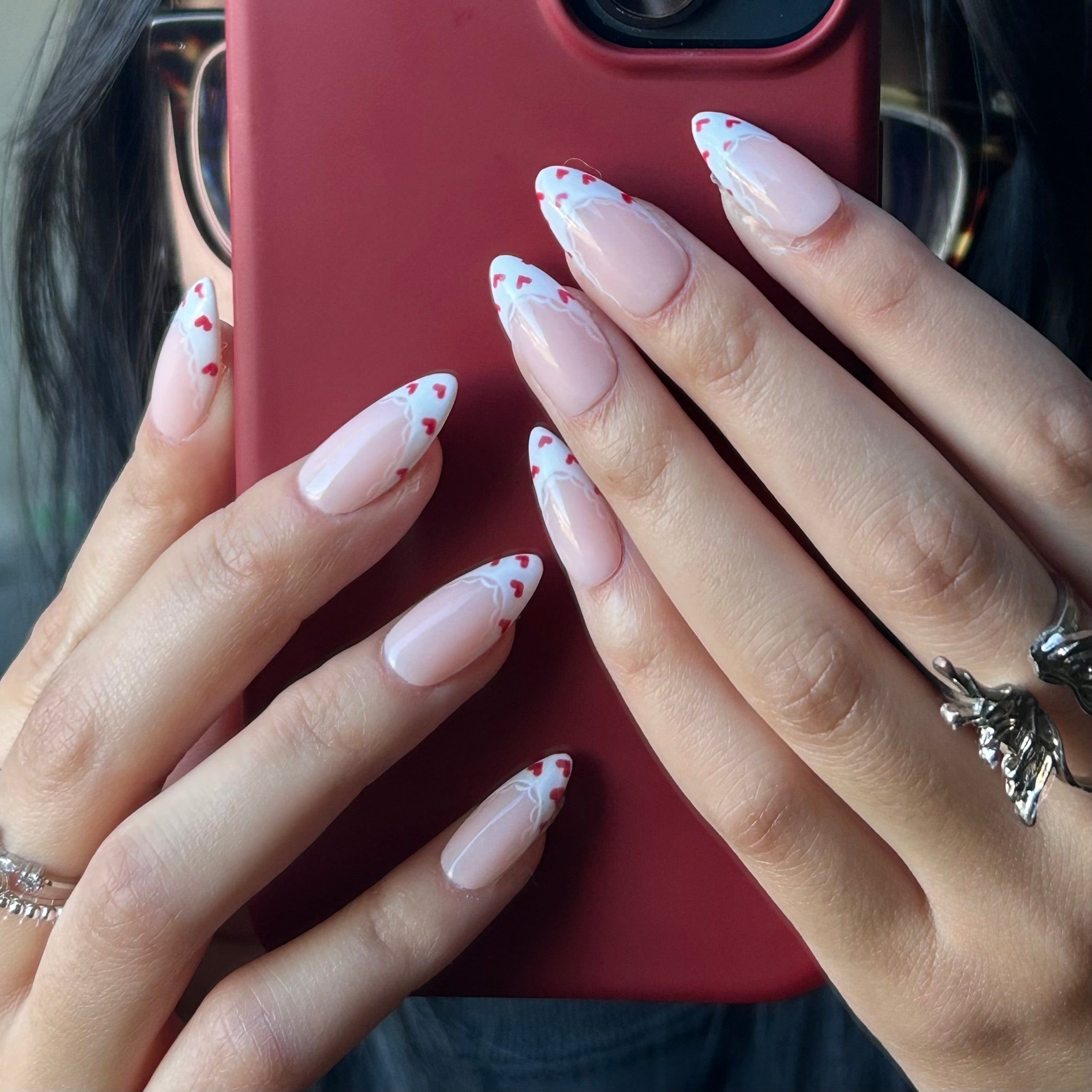 Heart Lace French Tips