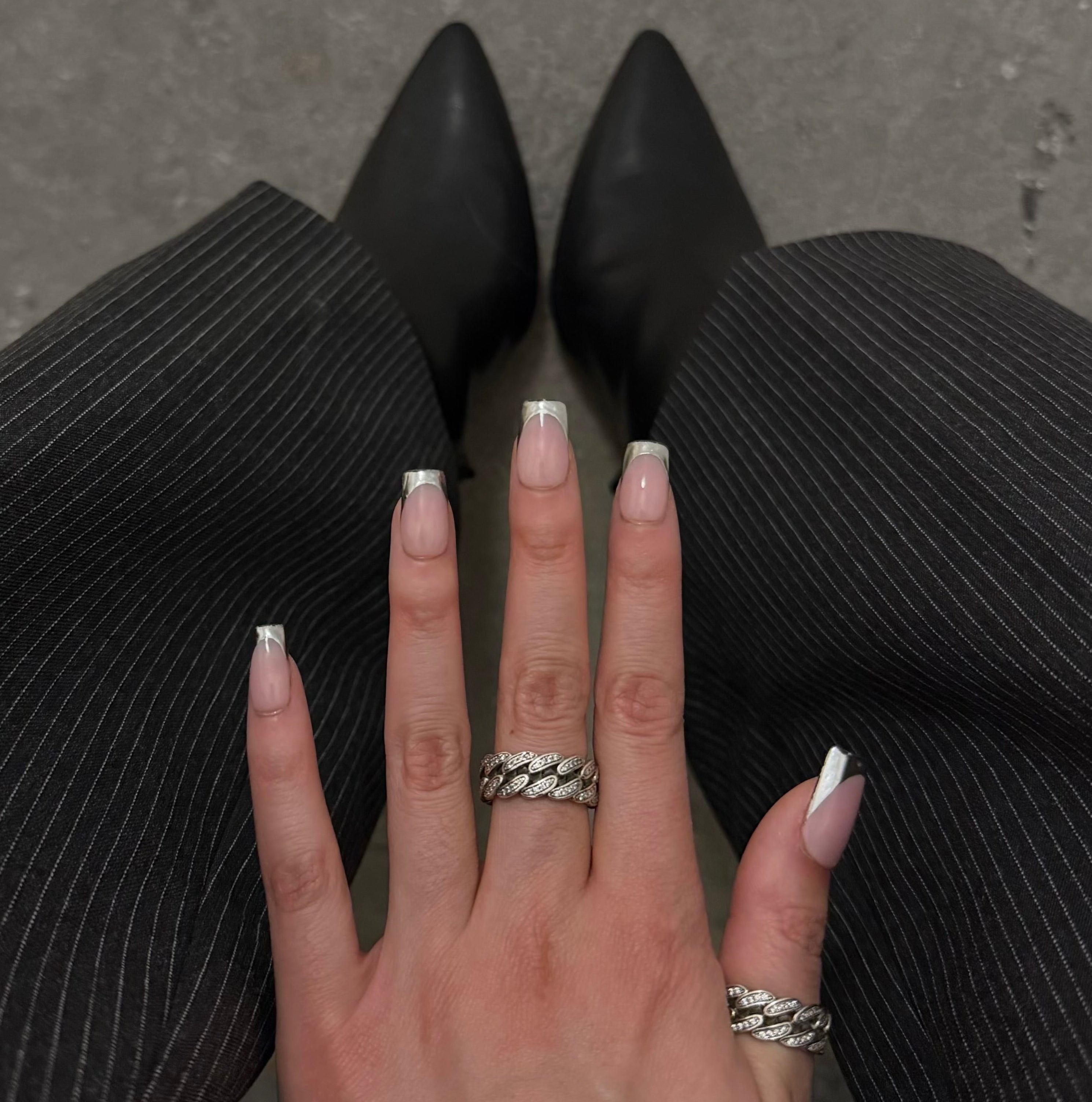 Metallic Silver Chrome Frenchies