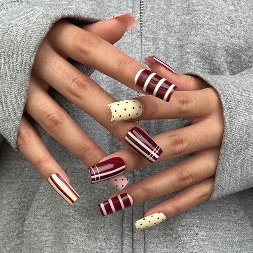 Pink Polka-Stripe Press-Ons