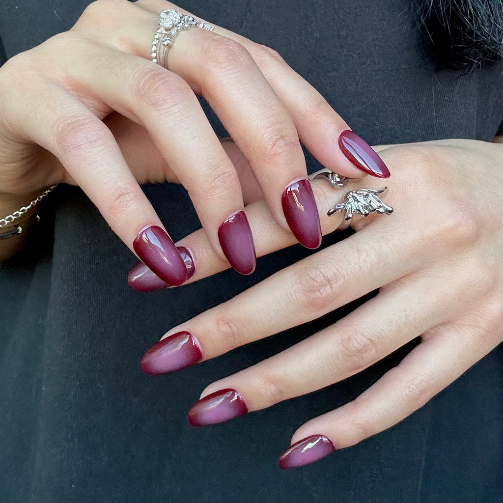 Subtle Aura Cherry Red Press-Ons