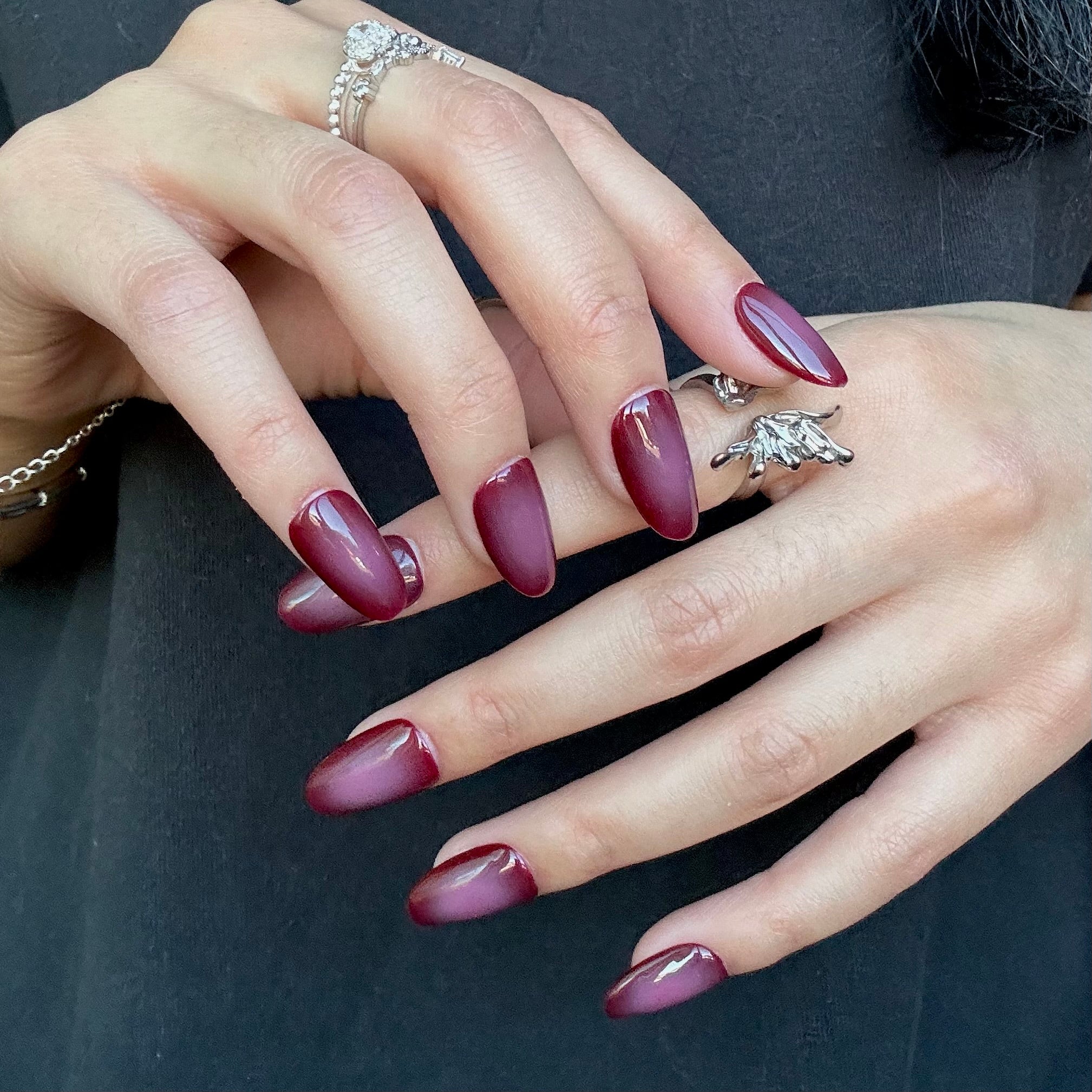 Subtle Aura Cherry Red Press-Ons