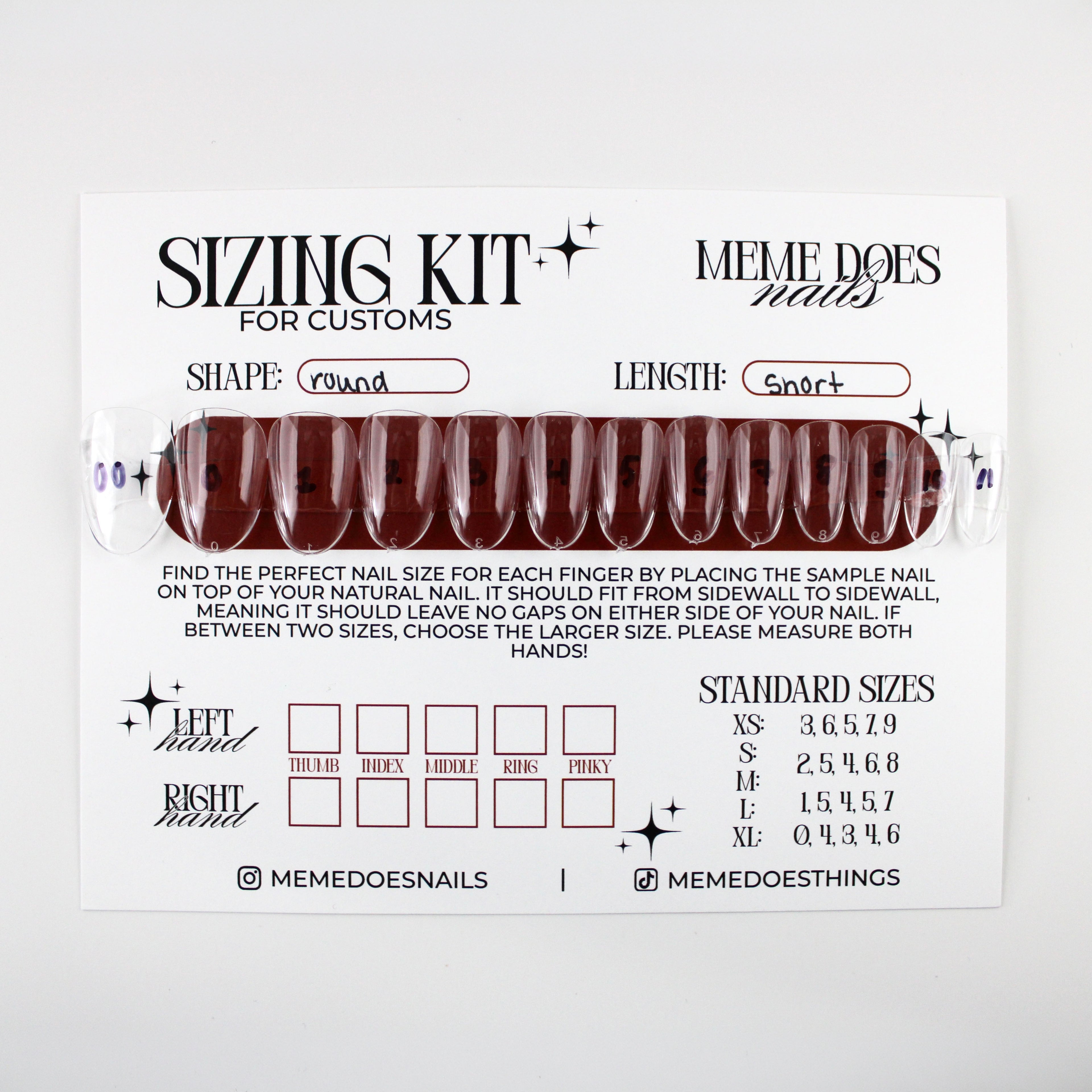 Short Round Sizing Kit for Press-Ons