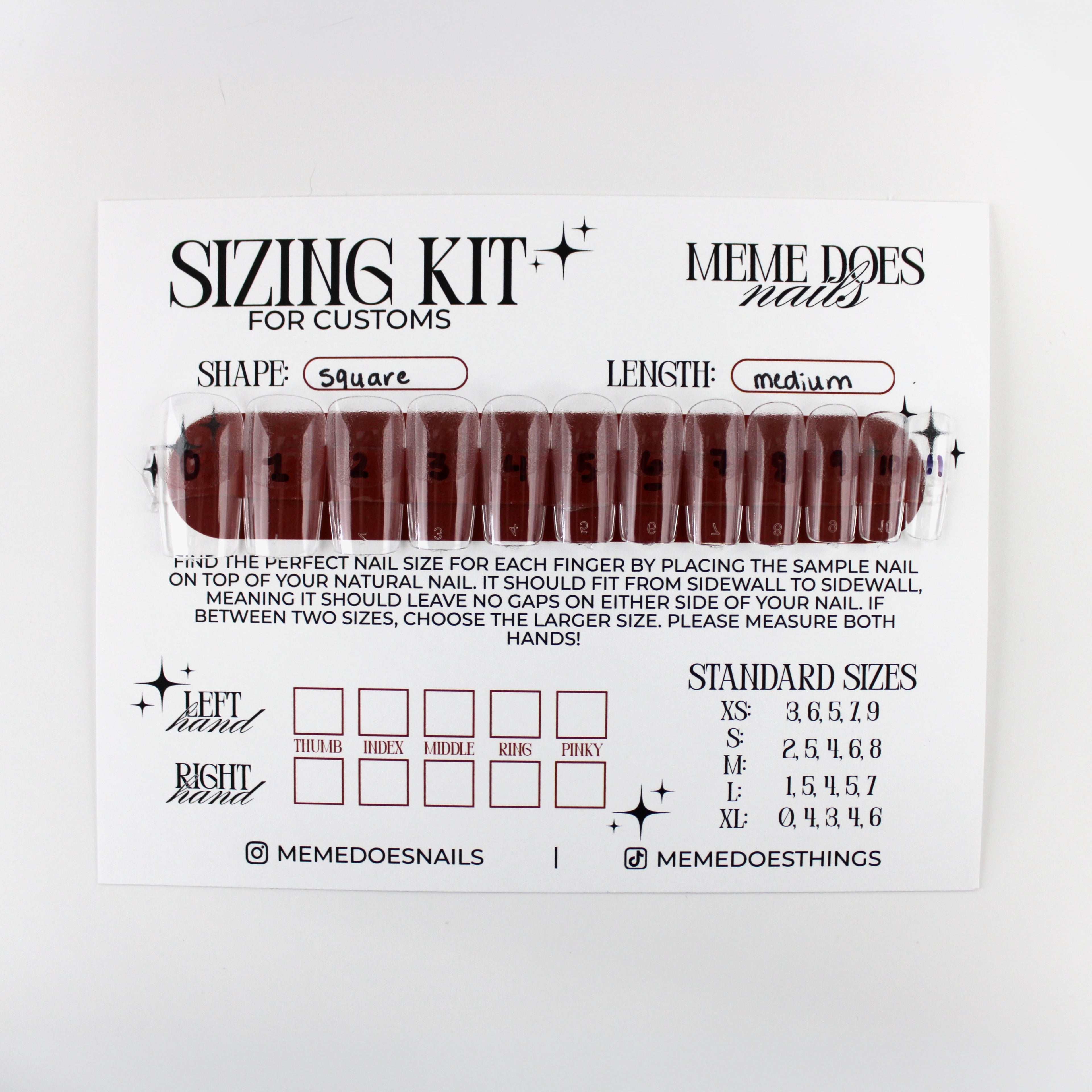 Medium Square Sizing Kit for Press-Ons
