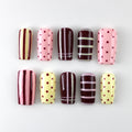 Pink Polka-Stripe Press-Ons