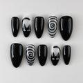 Spiral Black Cat Press-Ons