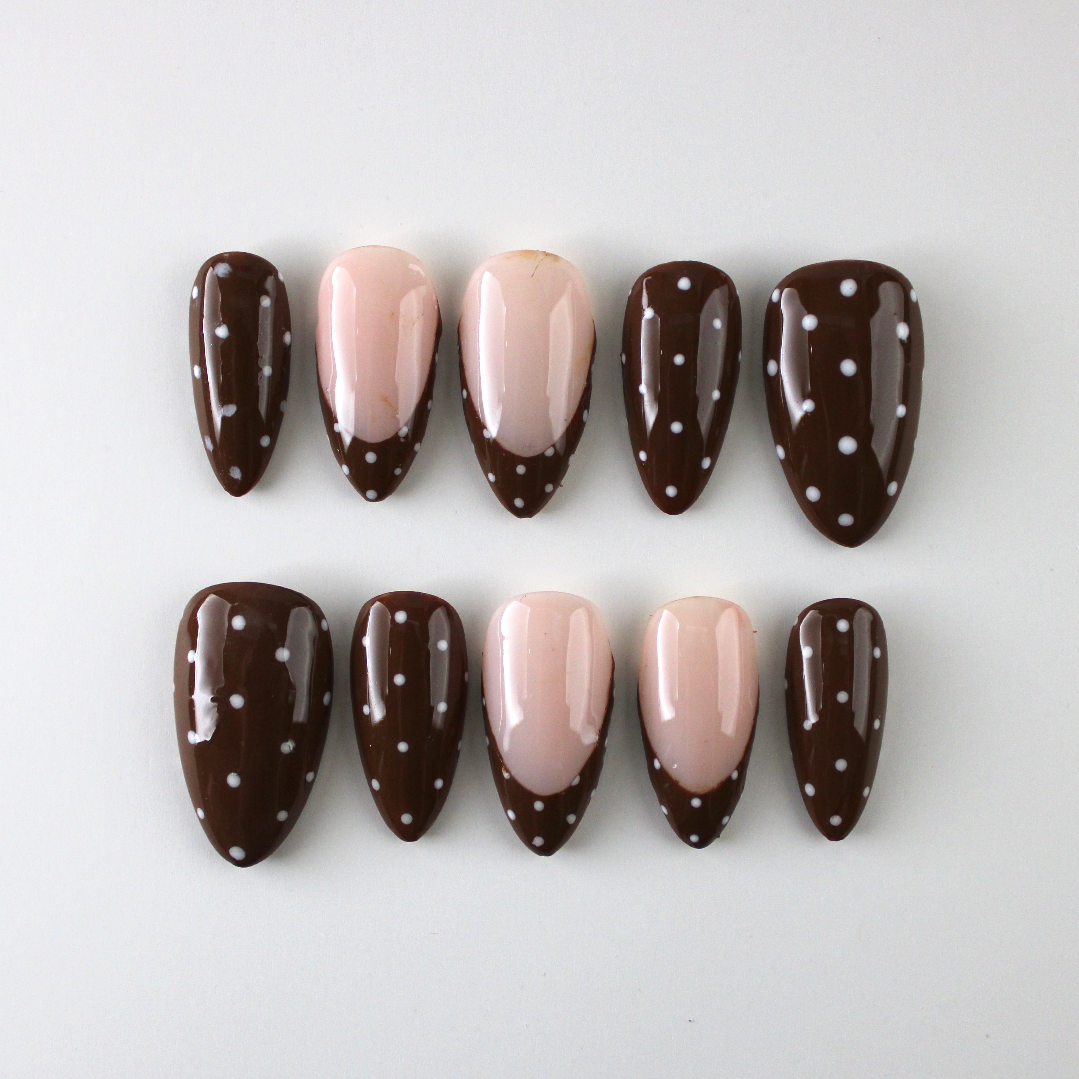 Chocolate Brown Polka Dot Press-Ons